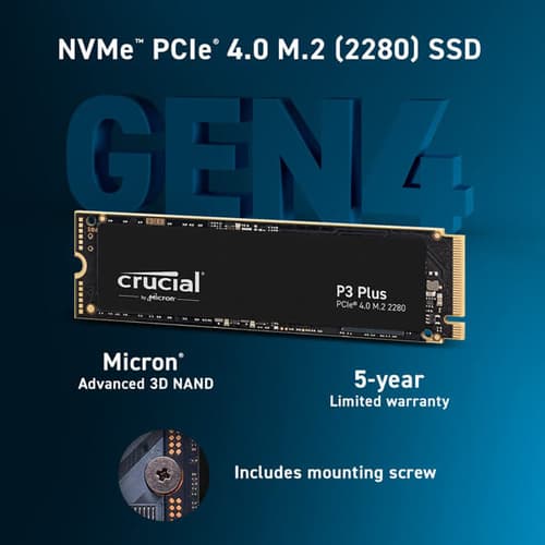 Crucial P3 Plus 500GB M.2 NVMe Gen4 Internal SSD